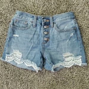Light wash denim shorts